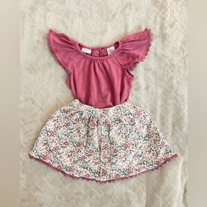 Max Studio Pink and Cream Matching Set with Flowy Skirt